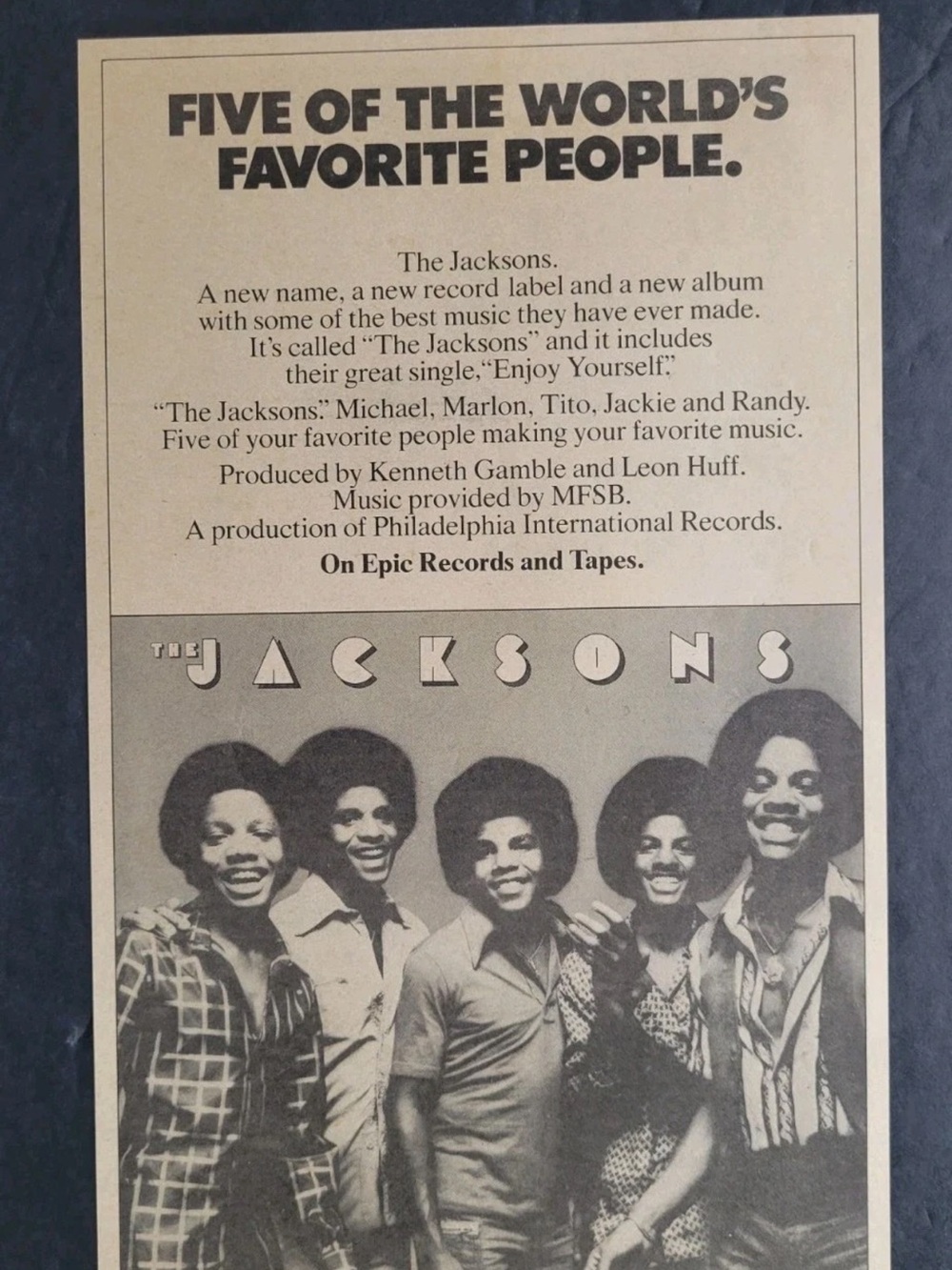The Jacksons Vintage Promo Ad 1976